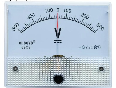 Medidor de ponteiro de volt&iacute;metro DC 69C9-V +-500 V Tamanho: 64*56 mm - Imagem 1