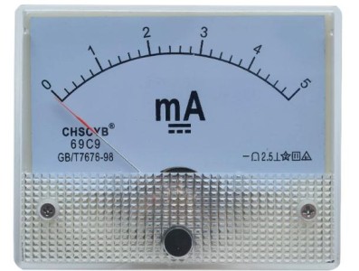 Amper&iacute;metro 69C9-V DC Mili 0-5mA Tamanho: 80*64 mm - Imagem 1