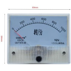 Volt&iacute;metro 69C9-V Ponteiro DC 10 V 1000 RPM Tamanho: 80*64 mm