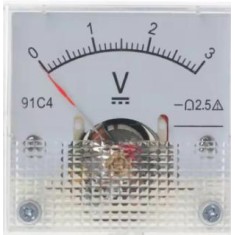 Volt&iacute;metro 91C4-V Ponteiro DC 0-3 V Tamanho:45x45 mm