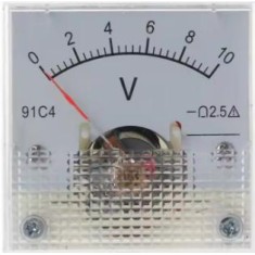 Volt&iacute;metro 91C4-V Ponteiro DC 0-10 V Tamanho:45x45 mm