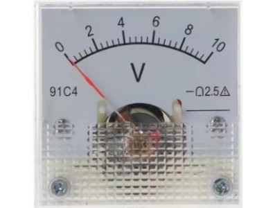Volt&iacute;metro 91C4-V Ponteiro DC 0-10 V Tamanho:45x45 mm - Imagem 1