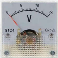 Volt&iacute;metro 91C4-V Ponteiro DC 0-15 V Tamanho:45x45 mm