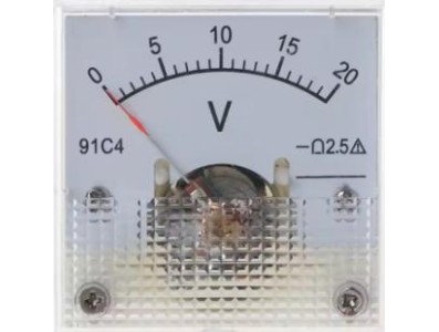 Volt&iacute;metro 91C4-V Ponteiro DC 0-25 V Tamanho:45x45 mm - Imagem 1