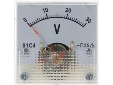 Volt&iacute;metro 91C4-V Ponteiro DC 0-30 V Tamanho:45x45 mm - Imagem 1
