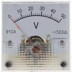 Volt&iacute;metro 91C4-V Ponteiro DC 0-50 V Tamanho:45x45 mm