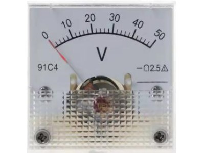 Volt&iacute;metro 91C4-V Ponteiro DC 0-50 V Tamanho:45x45 mm - Imagem 1