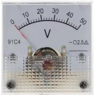 Volt&iacute;metro 91C4-V Ponteiro DC 0-50 V Tamanho:45x45 mm