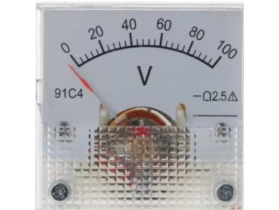 Volt&iacute;metro 91C4-V Ponteiro DC 0-100 V Tamanho:45x45 mm - Imagem 1