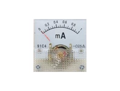 Amper&iacute;metro Ponteiro 91C4-mA DC 1mA Tamanho 45x45 mm - Imagem 1