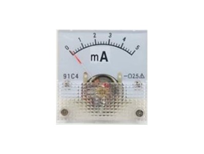 Amper&iacute;metro Ponteiro 91C4-mA DC 5mA Tamanho 45x45 mm - Imagem 1
