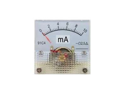 Amper&iacute;metro Ponteiro 91C4-mA DC 10mA Tamanho 45x45 mm - Imagem 1