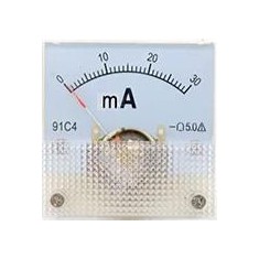 Amper&iacute;metro Ponteiro 91C4-mA DC 30mA Tamanho 45x45 mm