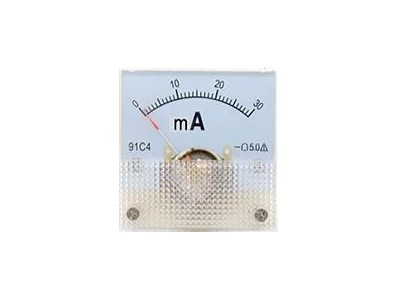 Amper&iacute;metro Ponteiro 91C4-mA DC 30mA Tamanho 45x45 mm - Imagem 1