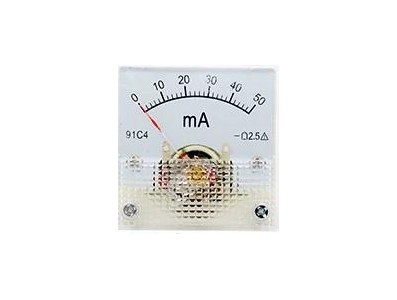 Amper&iacute;metro Ponteiro 91C4-mA DC 50mA Tamanho 45x45 mm - Imagem 1