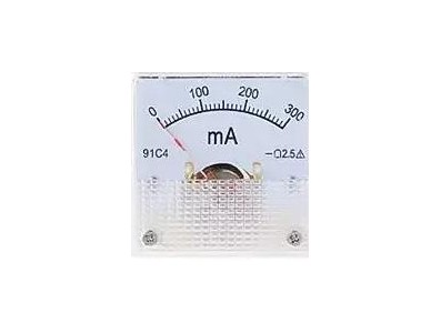 Amper&iacute;metro Ponteiro 91C4-mA DC 300mA Tamanho 45x45 mm - Imagem 1