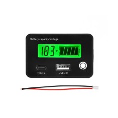 Bateria Indicador de capacidade da DC8-30 V Medi&ccedil;&atilde;o de chumbo-&aacute;cido/lron-l&iacute;tio com USB3.0 e Tpye-C verde