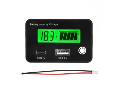 Bateria Indicador de capacidade da DC8-30 V Medi&ccedil;&atilde;o de chumbo-&aacute;cido/lron-l&iacute;tio com USB3.0 e Tpye-C verde - Imagem 1