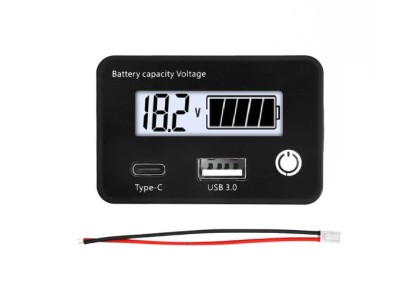 Bateria Indicador de capacidade da DC8-30 V Medi&ccedil;&atilde;o de chumbo-&aacute;cido/lron-l&iacute;tio com USB3.0 e Tpye-C branco - Imagem 1