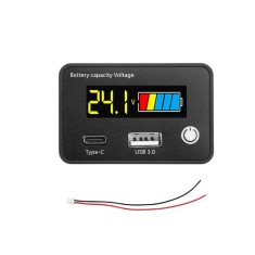 Bateria Indicador de capacidade da DC8-30 V Medi&ccedil;&atilde;o de chumbo-&aacute;cido/lron-l&iacute;tio com cor USB3.0 e Tpye-C