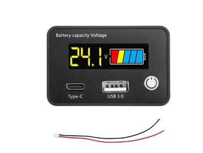 Bateria Indicador de capacidade da DC8-30 V Medi&ccedil;&atilde;o de chumbo-&aacute;cido/lron-l&iacute;tio com cor USB3.0 e Tpye-C - Imagem 1