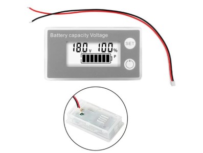 Bateria Indicador de capacidade da DC 8 V-100 V LCD digital Volt&iacute;metro Medidor de eletricidade branco - Imagem 1