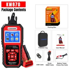 Bateria KONNWEI KW870 12 V Carro Motocicleta Testador de Carro OBD2 Ferramenta de diagn&oacute;stico scanner