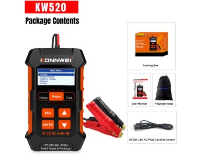 Bateria KONNWEI KW520 12V10 A /24V5 A Carro Caminh&atilde;o testador Carregador Chumbo &Aacute;cido Bateria Carro... - Imagem 1