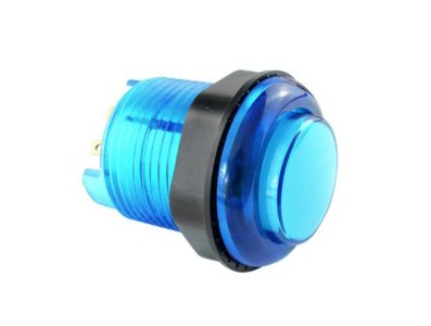 Bot&atilde;o Arcade LED 28 mm Azul - Imagem 1