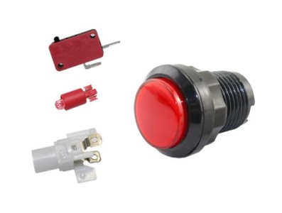 Suporte Bot&atilde;o Arcade LED 33 mm + microinterruptor YJX + + LED vermelho - Imagem 1