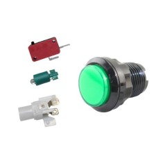 Suporte Bot&atilde;o Arcade LED 33 mm + microinterruptor YJX + + LED verde