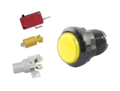 Suporte Bot&atilde;o Arcade LED 33 mm + microinterruptor YJX + + LED amarelo - Imagem 1