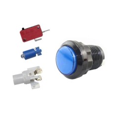 Suporte Bot&atilde;o Arcade LED 33 mm + microinterruptor YJX + + LED azul
