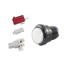 Suporte Bot&atilde;o Arcade LED 33 mm + microinterruptor YJX + + LED branco