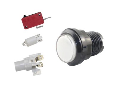 Suporte Bot&atilde;o Arcade LED 33 mm + microinterruptor YJX + + LED branco - Imagem 1