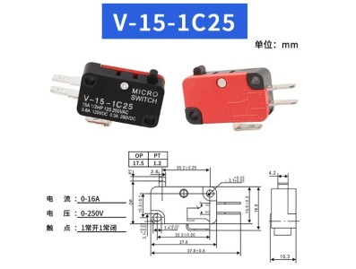 Interruptor de limite de curso do microinterruptor V-15-1C25 - Imagem 1
