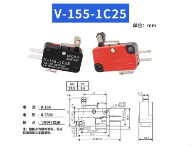Interruptor de limite de curso do microinterruptor V-155-1C25 - Imagem 1