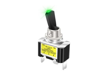 Interruptor de giro do carro com LED ASW-07D-2 SPST interruptor liga/desliga 2 posi&ccedil;&otilde;es 3 pinos verde - Imagem 1