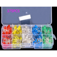 Kit sortimento 375 LEDs redondos 3 mm e 5 mm 5 cores luz brilhante