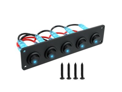 Painel de interruptor de altern&acirc;ncia de 5 gangues 12 V USB automotivo barco n&aacute;utico RV caminh&atilde;o - Imagem 1