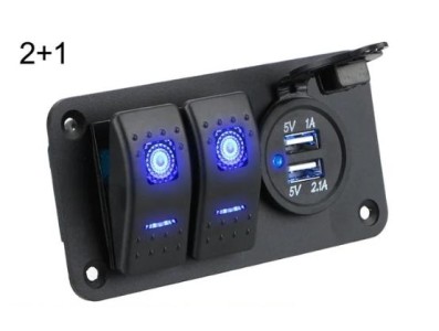 Volt&iacute;metro Painel de interruptor de carro &agrave; prova d'&aacute;gua de 1/2 gangue 12 V / 24 V controle de altern&acirc;ncia... - Imagem 1