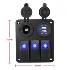 Volt&iacute;metro Painel de interruptor de carro &agrave; prova d'&aacute;gua de 2/3 gangues 12 V / 24 V controle de...