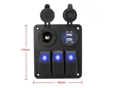 Volt&iacute;metro Painel de interruptor de carro &agrave; prova d'&aacute;gua de 2/3 gangues 12 V / 24 V controle de... - Imagem 1