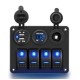 Volt&iacute;metro Painel de interruptor de 4 gangues para trailer de carro com LED e USB duplo azul - Thumb 1