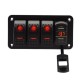 Painel de interruptor oscilante de barco marinho USB duplo de 3 gangues para caminh&atilde;o barco carro vermelho - Thumb 1