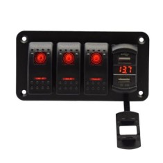 Painel de interruptor oscilante de barco marinho USB duplo de 3 gangues para caminh&atilde;o barco carro vermelho