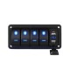 Painel de interruptor oscilante de barco marinho USB duplo de 4 gangues para caminh&atilde;o barco carro azul - Thumb 1