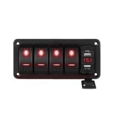 Painel de interruptor oscilante de barco marinho USB duplo de 4 gangues para caminh&atilde;o barco carro vermelho