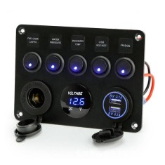 Volt&iacute;metro 5 polo led carregador de carro 12 v interruptor painel tomada alimenta&ccedil;&atilde;o dupla usb carregador...
