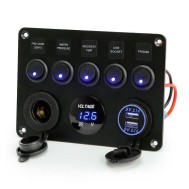 Volt&iacute;metro 5 polo led carregador de carro 12 v interruptor painel tomada alimenta&ccedil;&atilde;o dupla usb carregador...